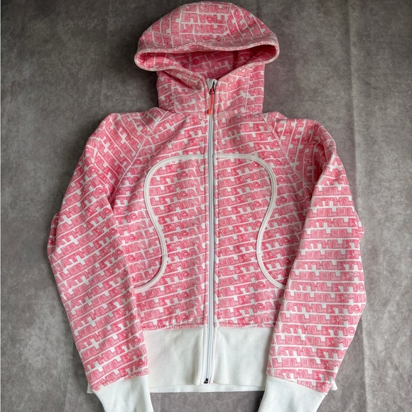 LULULEMON Scuba Hoodie zip up Small pink white yoga sweater athletics - Picture 1 of 6